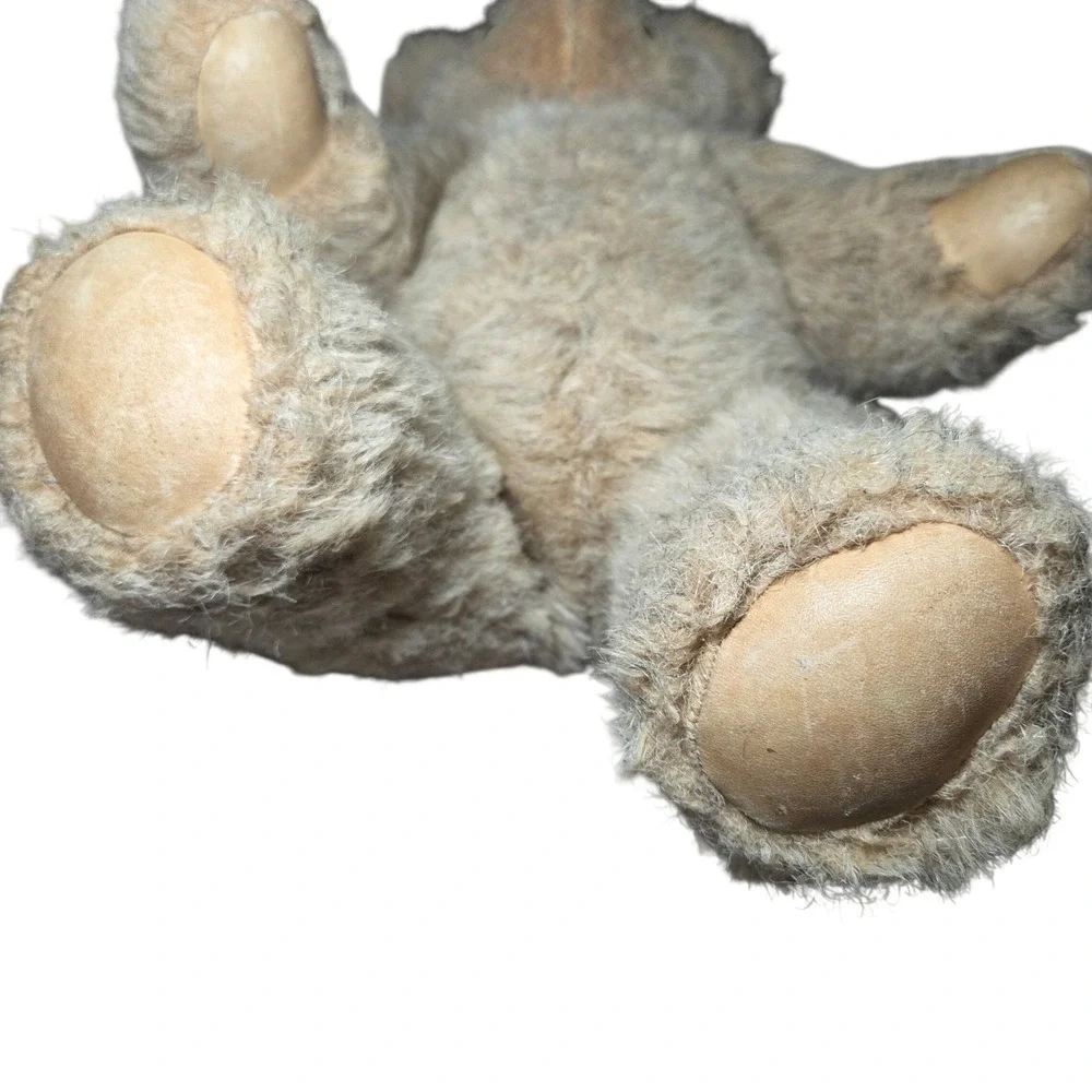 Vtg 1984 Handcrafted Sennebec Teddy Bear Jointed Mohair Wool Leather Plush Toy